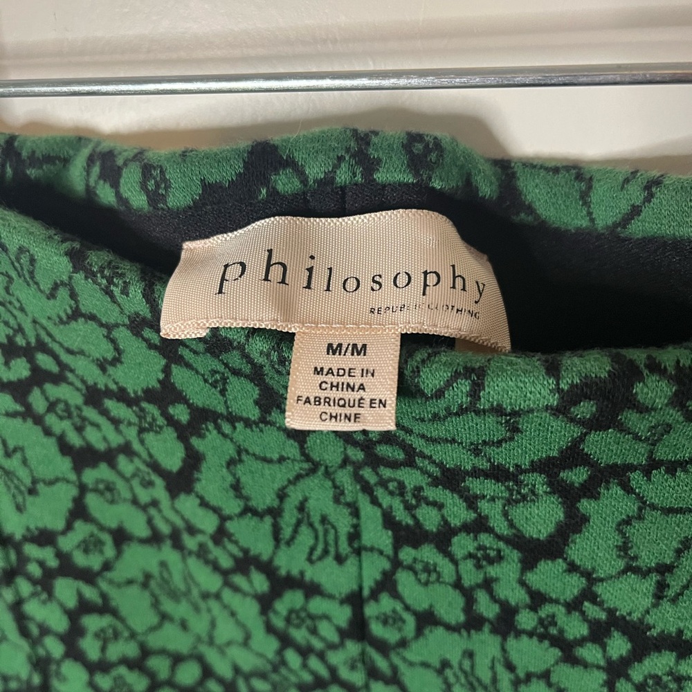 Philosophy Women's Pull On Point Knit Green and Black Floral Pants Medium - Picture 2 of 8